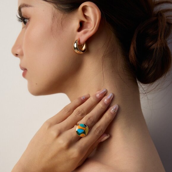 ✨ Artisan Original Design Minimalist Wide Dome Huggie Hoops | Sterling Silver - Picture 7 of 9